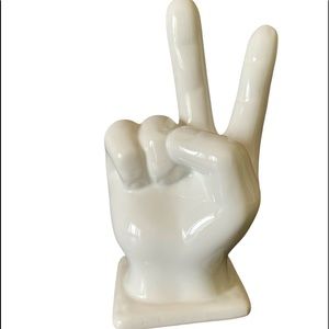 Ceramic Table Top Decor Peace Sign Life Size 6”